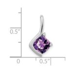 14k White Gold 7mm Cushion Amethyst and Diamond Pendant - Image 3