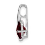 14k White Gold 7mm Cushion Garnet and Diamond Pendant - Image 2