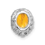 14k White Gold 8x6mm Oval Citrine and Diamond Halo Chain Slide - Image 3