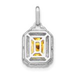 14k White Gold 9x7mm Emerald-cut Citrine and Diamond Halo Pendant - Image 4