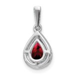 14k White Gold 7x5mm Pear Garnet and Diamond Halo Pendant - Image 4