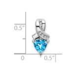 14k White Gold 6mm Trillion Blue Topaz and Diamond Chain Slide - Image 3
