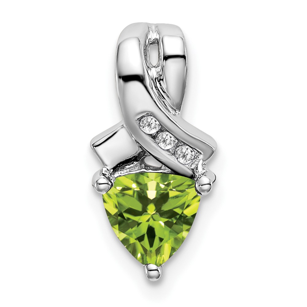 PM7053-PE-003-WA.jpg 14k White Gold 6mm Trillion Peridot and Diamond Chain Slide - Image 1