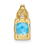 14k 6mm Cushion Blue Topaz and Diamond Chain Slide - Image 4