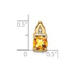14k 6mm Cushion Citrine and Diamond Chain Slide - Image 3