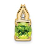 14k 6mm Cushion Peridot and Diamond Chain Slide