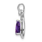 14k White Gold 8x6mm Pear Amethyst and Diamond Chain Slide - Image 2