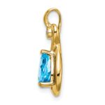 14k 8x6mm Pear Blue Topaz and Diamond Chain Slide - Image 2