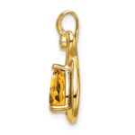 14k 8x6mm Pear Citrine and Diamond Chain Slide - Image 2