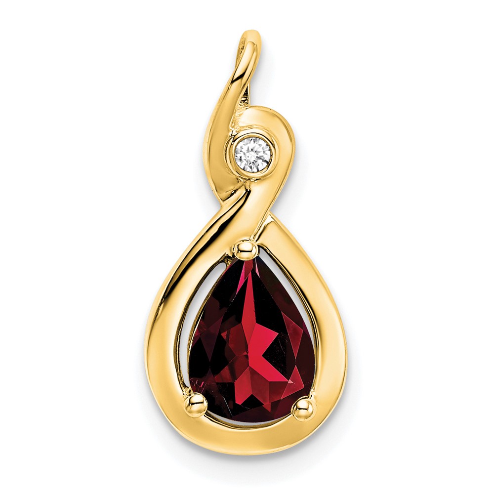 PM7055-GA-002-YA.jpg 14k 8x6mm Pear Garnet and Diamond Chain Slide - Image 1