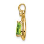 14k 8x6mm Pear Peridot and Diamond Chain Slide - Image 2