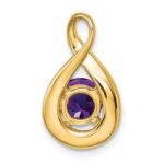 14k 6mm Round Amethyst and Diamond Chain Slide - Image 4