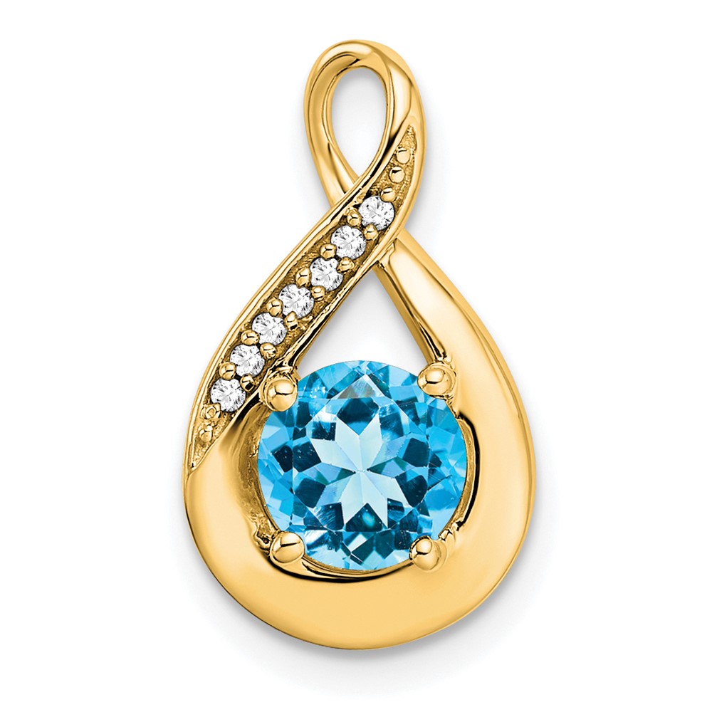 PM7056-BT-003-YA.jpg 14k 6mm Round Blue Topaz and Diamond Chain Slide - Image 1