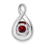 14k White Gold 6mm Round Garnet and Diamond Chain Slide - Image 4