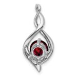 14k White Gold 6.5mm Round Garnet and Diamond Fancy Pendant - Image 4
