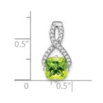 14k White Gold 7mm Cushion Peridot and Diamond Chain Slide - Image 3