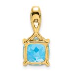 14k 8mm Cushion Blue Topaz and Diamond Chain Slide - Image 4