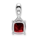 14k White Gold 8mm Cushion Garnet and Diamond Chain Slide - Image 4