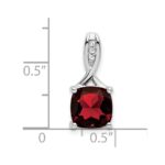 14k White Gold 8mm Cushion Garnet and Diamond Chain Slide - Image 3