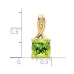 14k 8mm Cushion Peridot and Diamond Chain Slide - Image 3