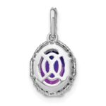 14k White Gold 9x7mm Oval Amethyst and Diamond Halo Pendant - Image 4