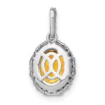 14k White Gold 9x7mm Oval Citrine and Diamond Halo Pendant - Image 4