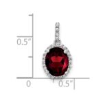 14k White Gold 9x7mm Oval Garnet and Diamond Halo Pendant - Image 3