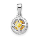 14k White Gold 6.5mm Round Citrine and Diamond Halo Pendant - Image 4