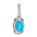 14k White Gold 10x8mm Oval Blue Topaz/Amethyst/Diamond Pendant - Image 4