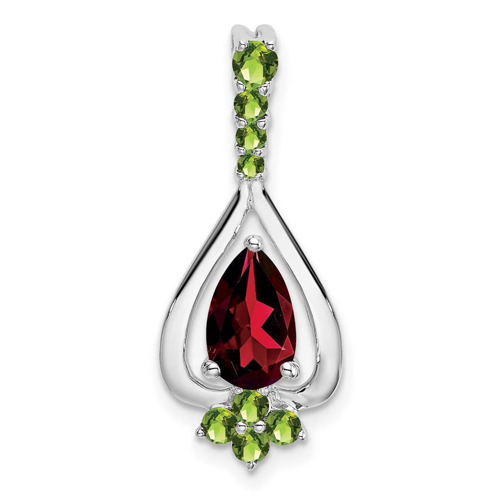 PM7071-GA_PE-W.jpg 14k White Gold 8x5mm Pear Garnet and Peridot Pendant - Image 1