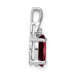 14k White Gold 9x7mm Oval Garnet and Diamond Chain Slide - Image 2