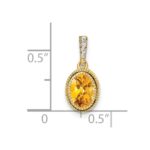 14k 7x5mm Oval Citrine and Diamond Pendant - Image 3