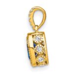 14k Oval Sapphire and Diamond Pendant with Side Diamond Detail - Image 2