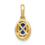 14k Oval Sapphire and Diamond Pendant with Side Diamond Detail - Image 3