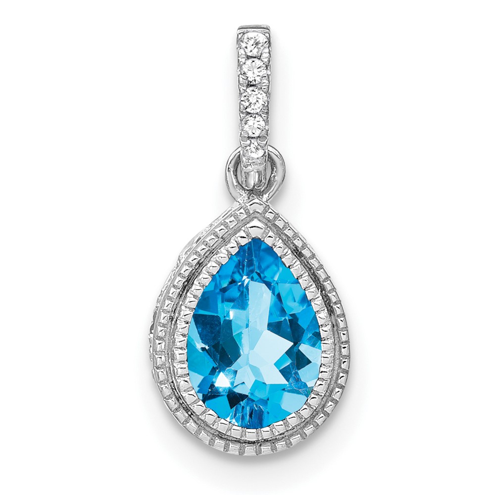 PM7094-BT-030-WA.jpg 14k White Gold 7x5mm Pear Blue Topaz and Diamond Pendant - Image 1