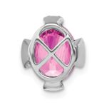 14k White Gold Oval Lab Created Pink Sapphire and Diamond Chain Slide - Image 4
