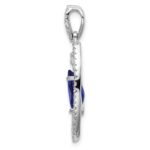 14k White Gold 1/3 carat Lab Grown Diamond VS/SI+ G+ and Lab Created Blue Sapphire Chain Slide Pendant - Image 2