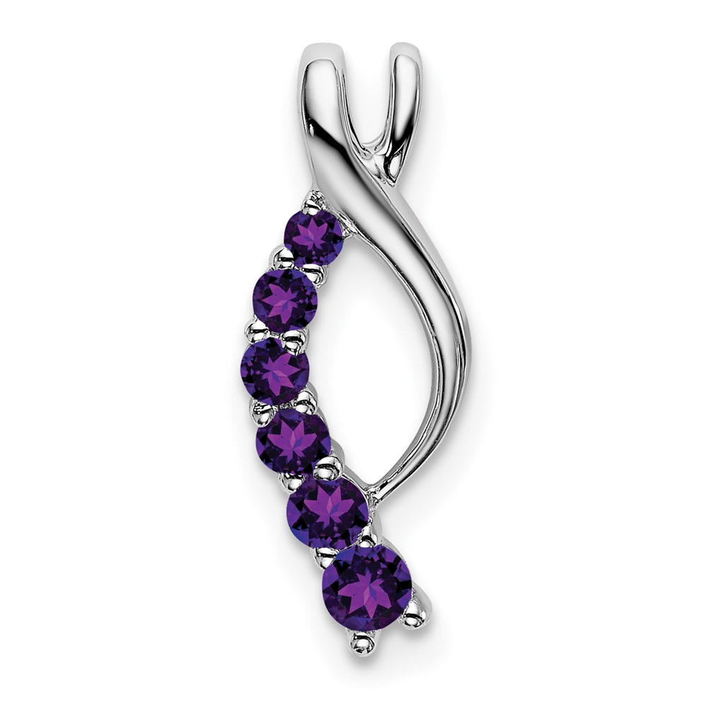PM7144-AM-W.jpg 14k White Gold Graduated Amethyst Journey Chain Slide - Image 1