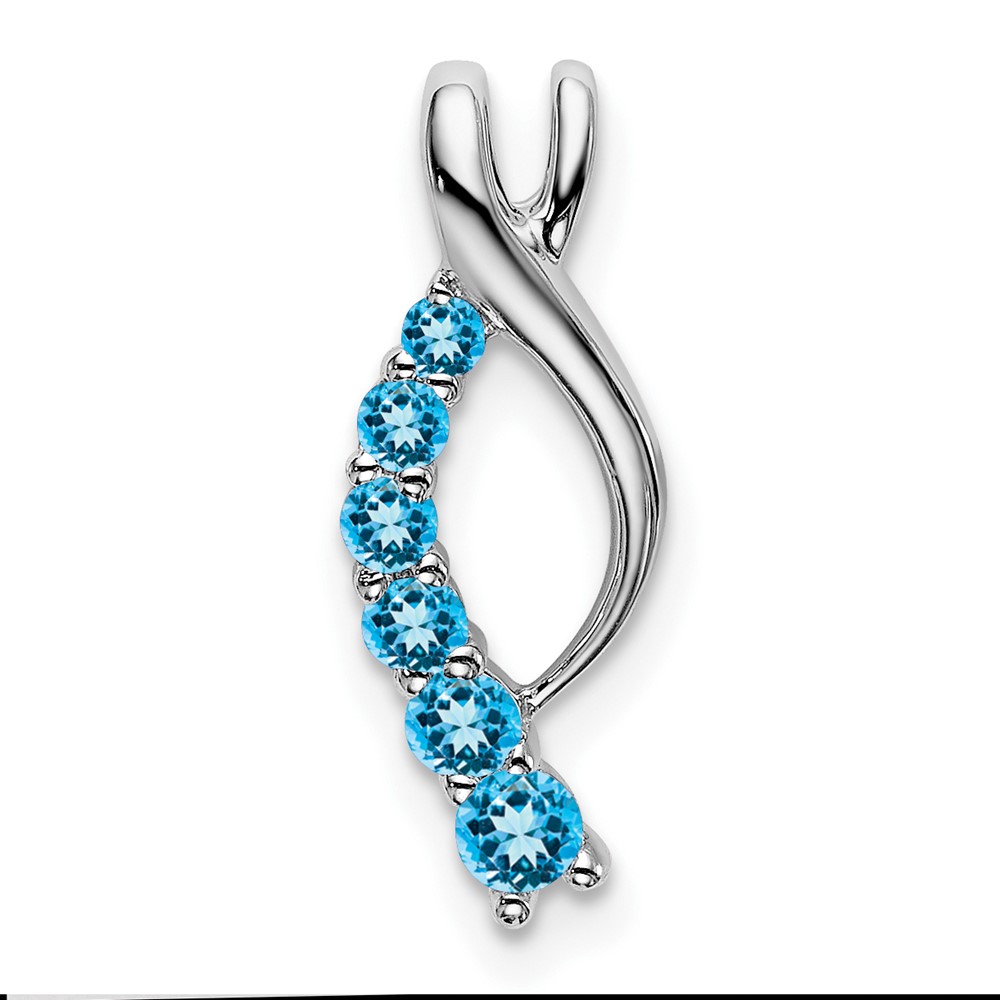 PM7144-BT-W.jpg 14k White Gold Graduated Blue Topaz Journey Chain Slide - Image 1