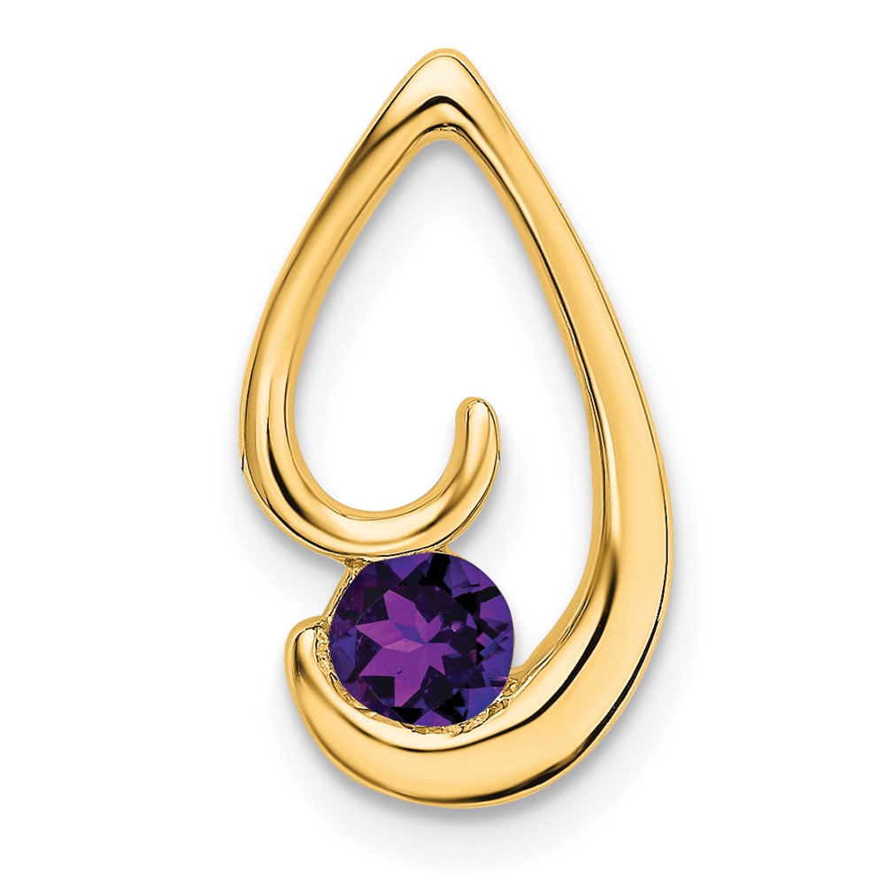 PM7145-AM-Y.jpg 14k 4mm Round Amethyst Teardrop Chain Slide - Image 1
