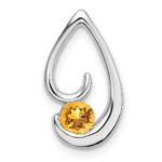 14k White Gold 4mm Round Citrine Teardrop Chain Slide