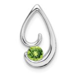14k White Gold 4mm Round Peridot Teardrop Chain Slide