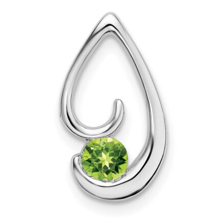 14k White Gold 4mm Round Peridot Teardrop Chain Slide