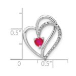 14k White Gold Ruby and Diamond Heart Chain Slide - Image 3