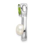 14k White Gold 6x4mm Pear Peridot/Freshwater Cultured Pearl/Diamond Infinity Chain Slide - Image 2