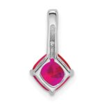 14k White Gold Cushion Ruby and Diamond Pendant - Image 4