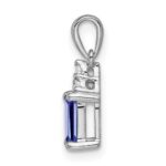 14k White Gold Emerald-shape Tanzanite and Diamond Pendant - Image 2