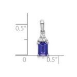 14k White Gold Emerald-shape Tanzanite and Diamond Pendant - Image 3