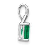 14k White Gold Rectangle Emerald and Diamond Pendant - Image 2