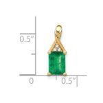14k Rectangle Emerald and Diamond Pendant - Image 3